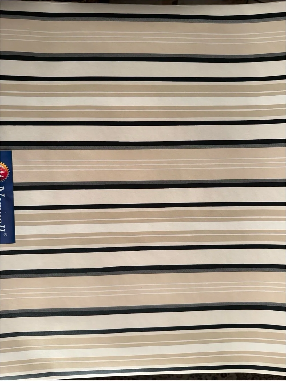 Vintage Wallpaper Roll Stripes of Beige Ivory Gray Black Norwall UnUsed *3 rolls